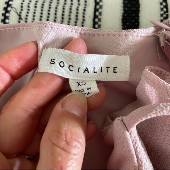 Socialite Pastel Pink Ruffled Romper size XS Girlhoodcore Asymmetrical Jumpsuit - Picture 10 of 15